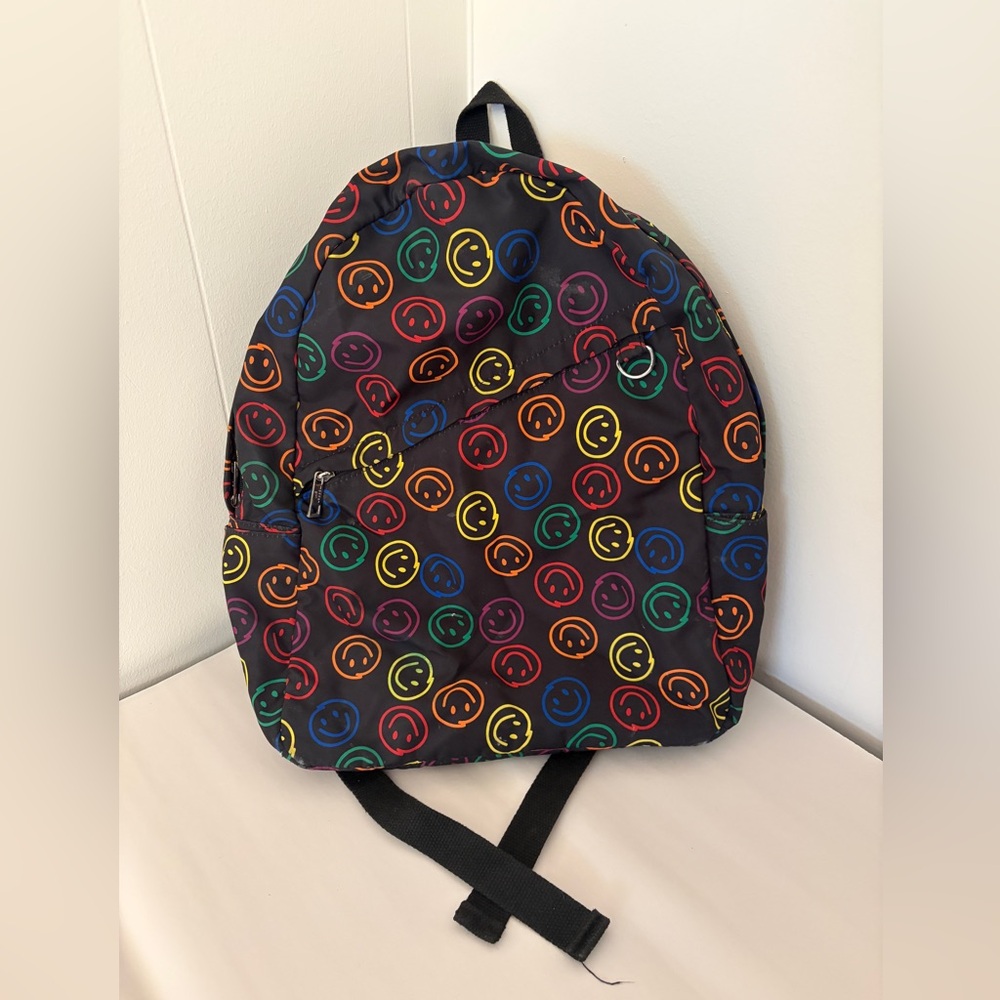 Madden Girl Backpack Kids One Size Black Good Rainbow Smiley Face Print Retro